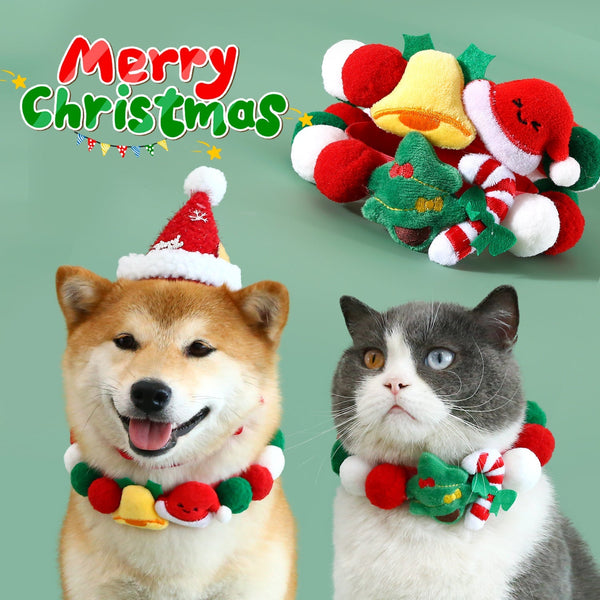 HKM-8004157 Christmas-Themed Plush Pet Ball Collar in Various Sizes