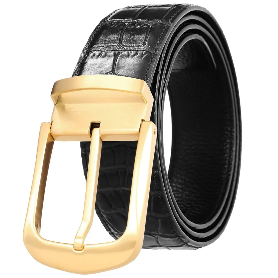 HKM-800595 Stainless Steel Casual Belt with Pin Buckle - 3.8cm Width