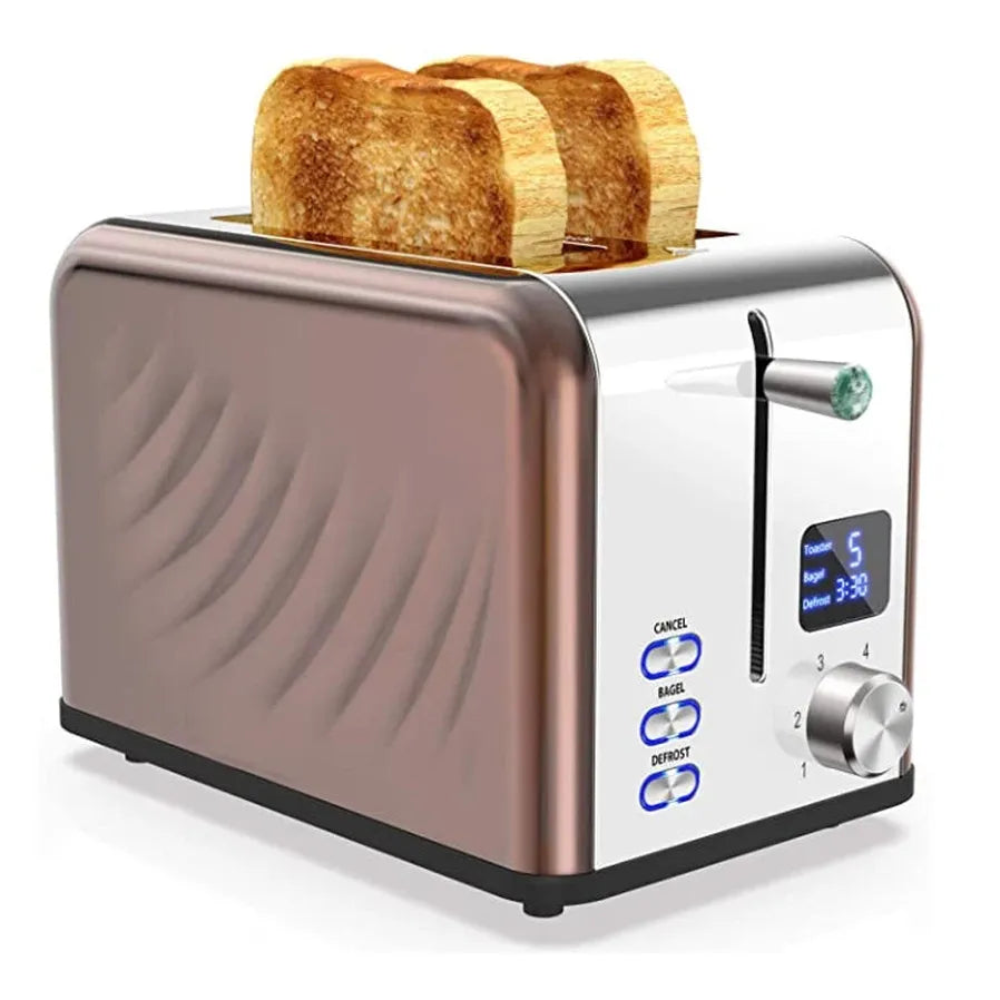HKM-800787 Stainless Steel 2-Slice Electric Pop-Up Toaster with Protective Cover