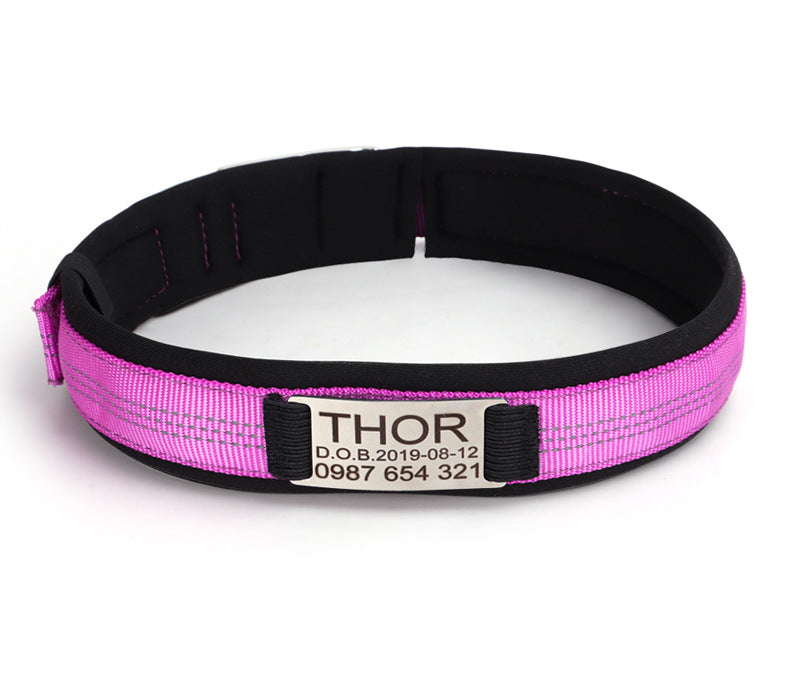 HKM-8007997 Nylon Engraved Anti-Loss Collar with Needle Buckle - Sizes S to XL
