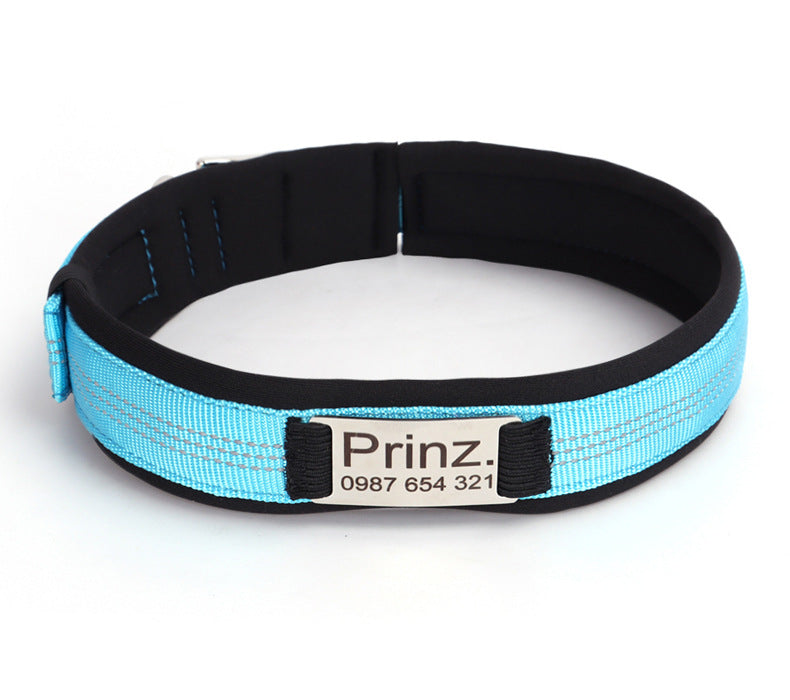 HKM-8007997 Nylon Engraved Anti-Loss Collar with Needle Buckle - Sizes S to XL