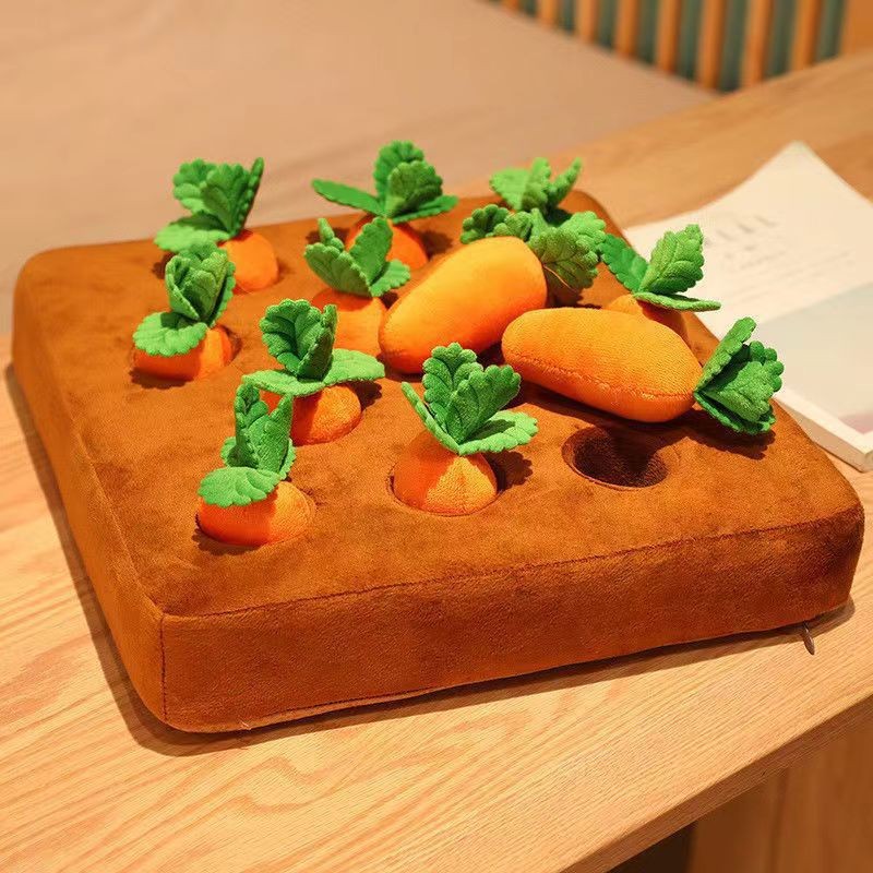 HKM-8009405 Pet-Friendly Plush Fruits and Vegetables Toy Set - Includes Carrots and Strawberries