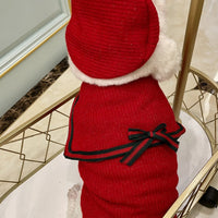 HKM-8009917 Cozy Red Wool Dog Sweater for Autumn and Winter