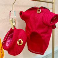 HKM-8009917 Cozy Red Wool Dog Sweater for Autumn and Winter