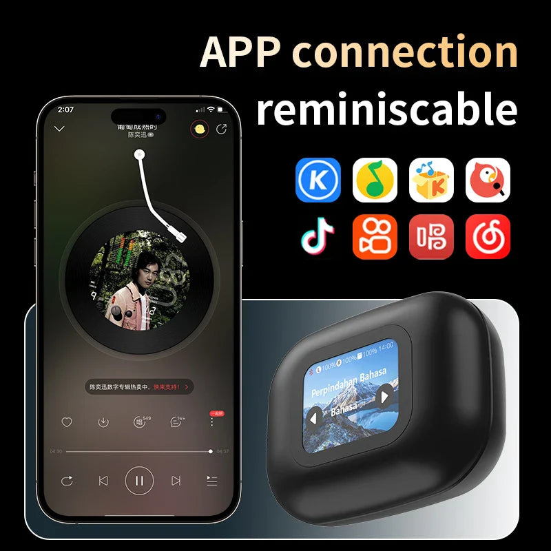 HKM-801043 3-in-1 Real-Time AI Language Translator Earbuds with HD Sound, 144 Languages & Long Battery Life