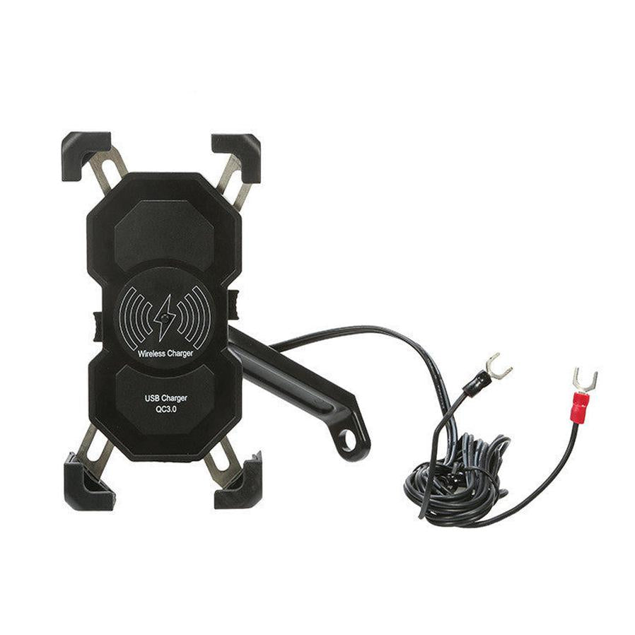 HKM-801107 Wireless Motorcycle and Bicycle Phone Charging Holder with Adjustable Angle - Black