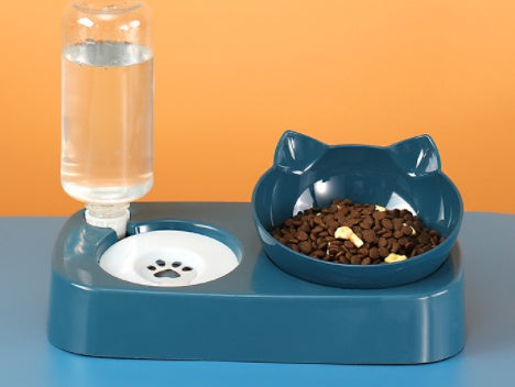 HKM-8012093 Adjustable Automatic Double Cat Drinking Bowl with PP Resin Base and PET Water Bottle