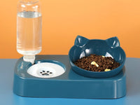 HKM-8012093 Adjustable Automatic Double Cat Drinking Bowl with PP Resin Base and PET Water Bottle