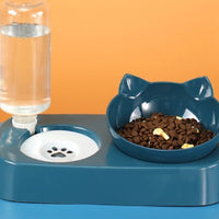 HKM-8012093 Adjustable Automatic Double Cat Drinking Bowl with PP Resin Base and PET Water Bottle