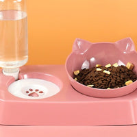 HKM-8012093 Adjustable Automatic Double Cat Drinking Bowl with PP Resin Base and PET Water Bottle