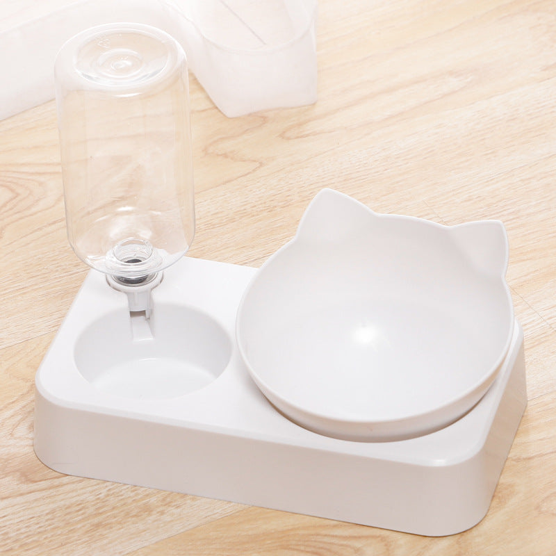 HKM-8012093 Adjustable Automatic Double Cat Drinking Bowl with PP Resin Base and PET Water Bottle