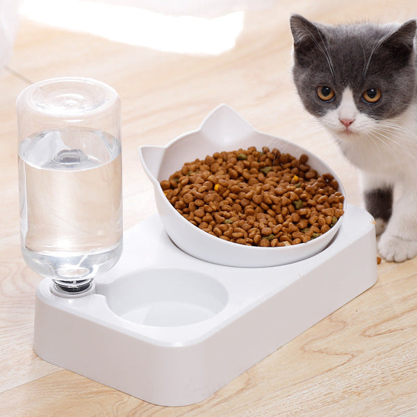 HKM-8012093 Adjustable Automatic Double Cat Drinking Bowl with PP Resin Base and PET Water Bottle