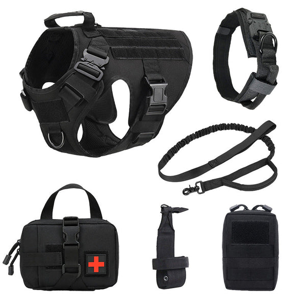 HKM-8013373 Dog Training Vest Set ¨C 6-Piece Combat Suit in Black, Army Green, Brown, CP Camouflage, Polyester