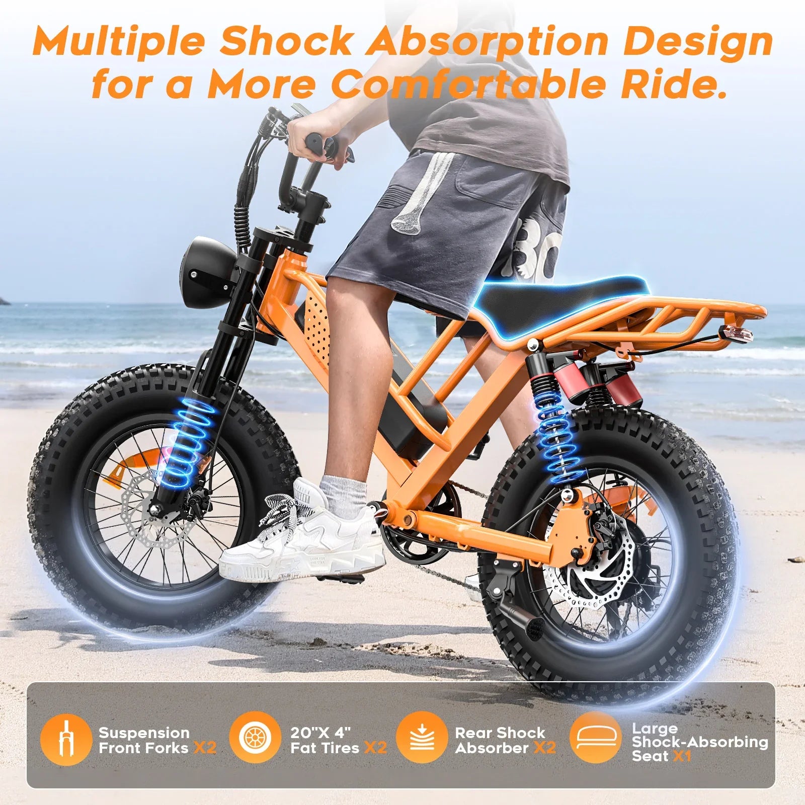 HKM-801363 M7 Electric Mountain Bike with Brushless Motor and Integrated Lithium Battery 20" Fat Tires
