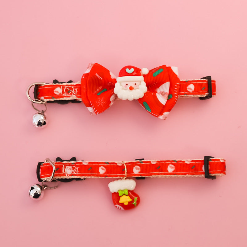 HKM-8013885 Christmas Themed Adjustable Pet Collars with Safety Buckle and Festive Bells