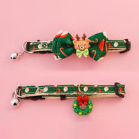 HKM-8013885 Christmas Themed Adjustable Pet Collars with Safety Buckle and Festive Bells
