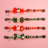 HKM-8013885 Christmas Themed Adjustable Pet Collars with Safety Buckle and Festive Bells