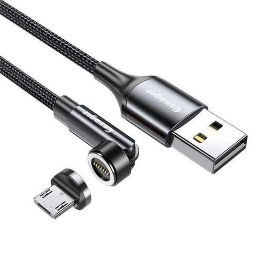 HKM-801427 3-in-1 540° Rotating Magnetic Data Cable – Mini USB, Micro USB, Type-C, 1m & 2m Length Options