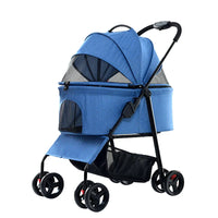 HKM-801555 Portable Double Brake One-Hand Fold Pet Stroller for Dogs and Cats