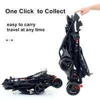 HKM-801555 Portable Double Brake One-Hand Fold Pet Stroller for Dogs and Cats