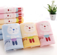 HKM-801619 Pure Cotton Cartoon Children’s Face Towel - Soft & Absorbent in Pink, Blue, Yellow - 25x50cm