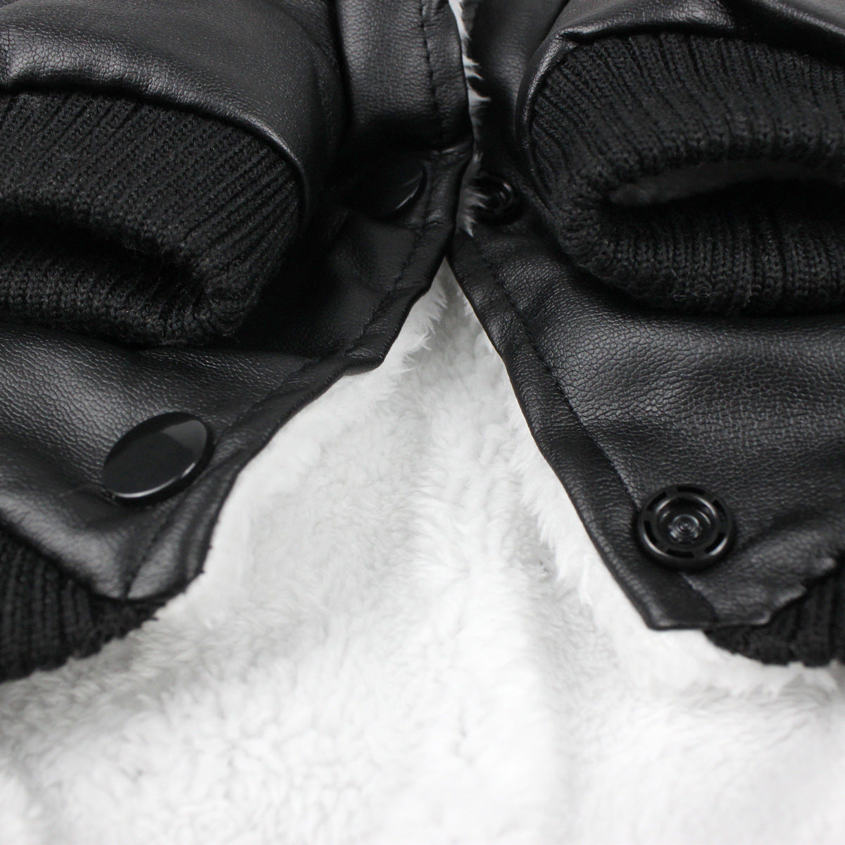 HKM-8017341 Stylish Leather Dog Coat with Fur Collar for Autumn & Winter in Black and Wine Red