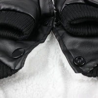 HKM-8017341 Stylish Leather Dog Coat with Fur Collar for Autumn & Winter in Black and Wine Red