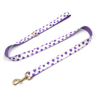 HKM-8017469 Purple Polka Dot Dog Collar and Leash Set with Bow, Ideal for Weddings and Parties