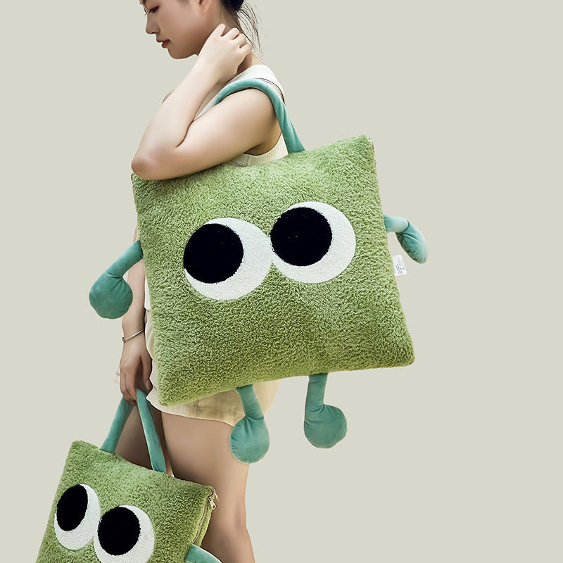 HKM-801939 Thickened Fleece-Lined Big Eyes Pillow and Quilt Combo - Various Colors Available