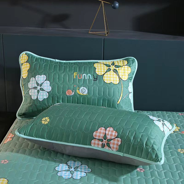 HKM-802003 Waterproof Anti-Mite Clip Cotton Pillowcase - Multiple Solid Color Options Available