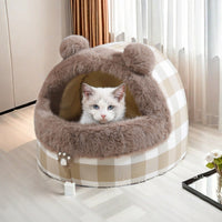 HKM-8021693 Universal Semi-closed Cat Nest for All Seasons - Thick and Warm Kennel for Small to Large Cats