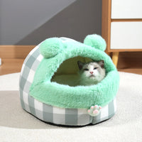 HKM-8021693 Universal Semi-closed Cat Nest for All Seasons - Thick and Warm Kennel for Small to Large Cats