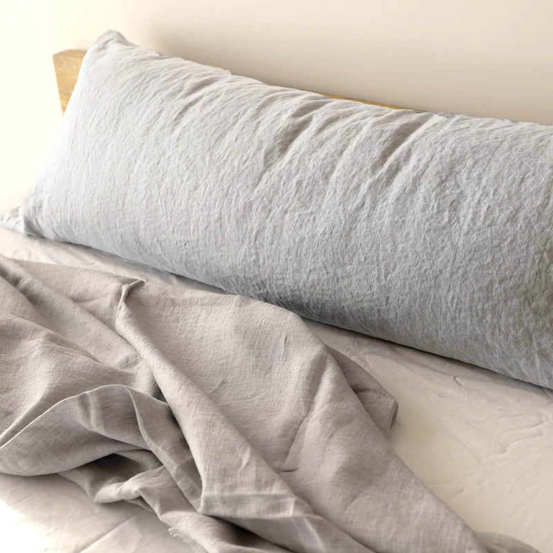 HKM-802195 Pure Linen Double Long Pillowcase - Solid White, Multiple Sizes Available