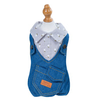 HKM-8022077 Handsome British Dog Winter Padded Clothes with Half Skirt Style in Gray and Light Blue