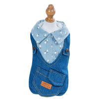 HKM-8022077 Handsome British Dog Winter Padded Clothes with Half Skirt Style in Gray and Light Blue