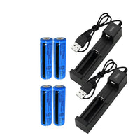 HKM-802259 3000mAh 3.7V Li-ion Rechargeable Batteries with USB Charger - 2 Pack for Flashlights and Portable Devices
