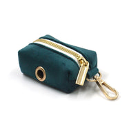 HKM-8023229 Sapphire Green Velvet Pet Collar and Leash Set with Gold Buckle and Bowknot