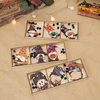 HKM-802323 Wooden Halloween Cartoon Doll Pendants Set - 9 Unique Decorative Pieces