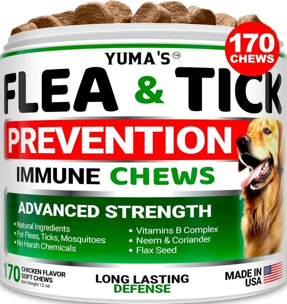 HKM-8023485 Natural Flea and Tick Prevention Soft Treats for Dogs - Made in USA, Vet Formulated