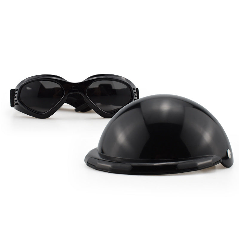 HKM-8024253 Pet Helmet with Glasses for Dogs and Cats - Casual Monochrome Style, Available in S, M, L