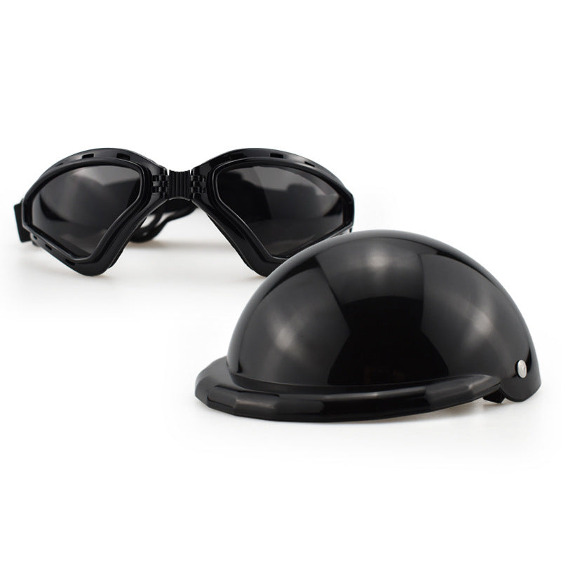 HKM-8024253 Pet Helmet with Glasses for Dogs and Cats - Casual Monochrome Style, Available in S, M, L