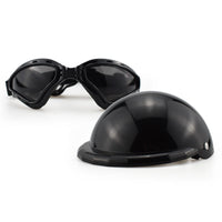HKM-8024253 Pet Helmet with Glasses for Dogs and Cats - Casual Monochrome Style, Available in S, M, L