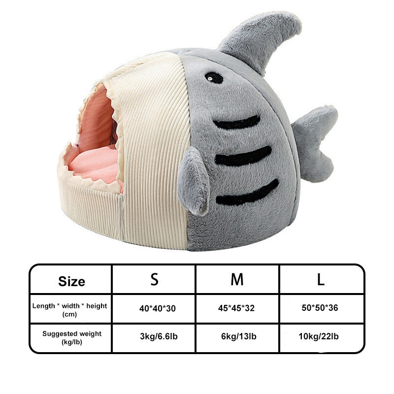 HKM-8024893 Cozy Soft Cat Hideout House with Shark Design