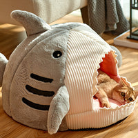 HKM-8024893 Cozy Soft Cat Hideout House with Shark Design