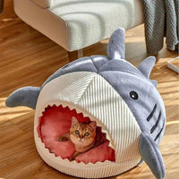 HKM-8024893 Cozy Soft Cat Hideout House with Shark Design