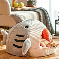 HKM-8024893 Cozy Soft Cat Hideout House with Shark Design