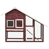 HKM-8025021 Mocha Two-Level Solid Fir Wood Rabbit Hutch with Easy Access Ramp and Pull-Out Cleaning Shelf