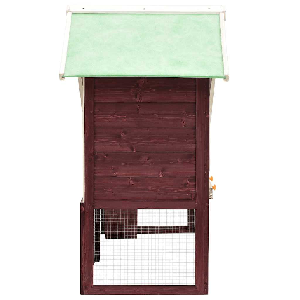 HKM-8025021 Mocha Two-Level Solid Fir Wood Rabbit Hutch with Easy Access Ramp and Pull-Out Cleaning Shelf