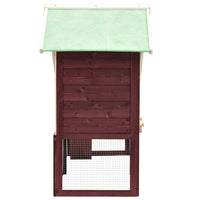 HKM-8025021 Mocha Two-Level Solid Fir Wood Rabbit Hutch with Easy Access Ramp and Pull-Out Cleaning Shelf