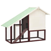 HKM-8025021 Mocha Two-Level Solid Fir Wood Rabbit Hutch with Easy Access Ramp and Pull-Out Cleaning Shelf